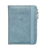 DIFLAX Reisepass Tasche Travel Wallet Organizer mit Reißverschluss Reisepasshülle mit RFID Blocker für Damen und Herren Reisezubehör Passport Tasche für Kreditkarten Ausweis Reisedokumente (Blau)