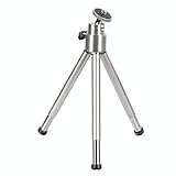 Hama Mini-Stativ mit 3D-Kugelkopf (Stativ für Handy, Kamera oder Action-Cam, Mini-Dreibeinstativ aus Metall) Silber