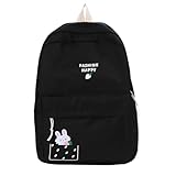 Männliche Studentinnen Rucksack Outdoor Freizeit Campus Rucksack Jugendmode Einfache Schultasche Militär Rucksäcke Wasserdicht (Black, One Size)
