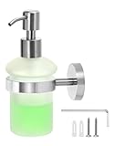 QWORK® Seifenspender Zur Wandmontage, Duschseifenspender, Satiniertes Glas und Edelstahl 304, Geeignet für Duschgel, Handseife