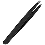 Pinzette Professionelle schräge Pinzette für Gesichtshaare Damen & Herren Edelstahl Präzisionspinzette für eingewachsene Haarpinzette (schwarz)