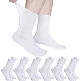 Apricitie 6 Paare Diabetikersocken für Herren Damen, ohne Gummibund Komfortbund weit Baumwolle Diabetiker Socken(weiß)