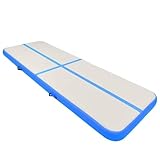 Aufblasbare Gymnastikmatte mit Pumpe, Somanki Turnmatte, Gymnastics Mat, Tumbling Matte, Airmatte, 400x100x15 cm PVC Blau