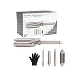 Remington Lockenstab 5in1 [3 Aufsätze 13-25mm, Wellenaufsatz, Rundbürste] Trendology Welleneisen (LED display 130°C - 210°C, Beach Waves, Spirallocken&Natürliche Locken für alle Haartypen) CI41MS5E51