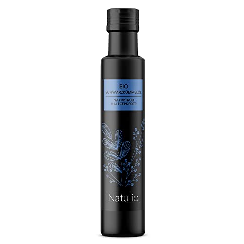 Natulio Schwarzkümmelöl Bio kaltgepresst 100ml ungefiltert - reich an Thymochinon und Linolsäure - nichts für den schwachen Gaumen, sehr intensiver Geschmack - zur Ernährung sowie Haarpflege geeignet