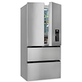 Exquisit Frenchdoor, Kühl-Gefrierkombination, No-Frost, 506 Liter, Wasserspender, Alarm, Schnellkühlen, Schnellgefrieren, FD5490-160-WS-200E inoxlook