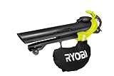 RYOBI 3000W Elektro-Laubsauger RBV3000CESV (Luftmenge16 m³/min, Luftgeschwindigkeit 375km/h, Fangsackgröße 45L, (Laub-) Häckselverhältnis 16:1)