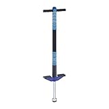 Relaxdays Pogo Stick, für Kinder, Springstock bis 35 kg, gepolststert, Sprungstab Outdoor, rutschfest, Edelstahl, blau, Schaumstoff, Kunststoff