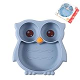 PandaEar Silikon Babyteller mit Saugnapf - UnterTeilt Kinderteller Esslernteller- Rutschfester BPA-freier Baby Teller - Silikonteller Baby Saugnapf - BLW Teller
