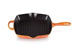 Le Creuset Signature Gusseisen-Grillpfanne, Quadratisch, 26 cm, Für alle Herdarten inkl. Induktion geeignet, 2,86 kg, Ofenrot