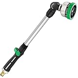 FANHAO Garten Gießstab Metall, 45cm Lang Gartenbrause mit Daumensteuerung, 180° schwenkbaren Kopf Stabbrause, 9 Sprühbilder Bewässerung Zauberstab für Blumenampeln und Sträucher -Grün