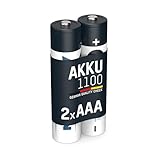 ANSMANN Akku AAA Micro Typ 1150mAh(min 1050mAh)-1.2V-Leistungsstarke NiMH AAA Akkus für Geräte mit hohem Stromverbrauch-wiederaufladbare Batterien AAA ideal für Blitzgerät Kamera&Fernbedienung-2Stück