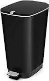 Curver KIS Chic Bin Style Treteimer 45l mit Deckel und Pedal, Müllbeutelaufhängung, schwarz metallic, 29 x44,5 x 60,5 cm