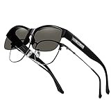 DUCO Herren und Damen Sonnenbrillen Polarisiert Unisex Brille Überbrille für Brillenträger Fit over Polbrille 8960 (Schwarz Rahmen, Grau Linse)