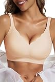 Vtelor Bügelloser BH Damen Ohne Bügel Push up BH Große Brüste Starker Halt Soft Seamless Nahtloser BHS V-Ausschnitt Bequem Tshirt Schlaf Bra Klassische Bustier Gepolstert Bralette Ohne Buegel