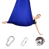 Aerial Yoga Hängematte Set, 200 Kg Max. Tragfähigkeit Mit Beschläge, Anti-Gravity Aufruhr Indoor（Blau）
