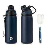 Fjbottle Edelstahl Trinkflasche Sport mit Magnetischem Deckel 1L, 800ml, 600ml, 400ml BPA-Frei Auslaufsichere Kinder Flasche - Kohlensäure geeignet Fahrrad Wasserflasche Thermo für,Schule, Fitness