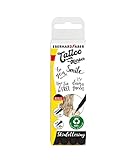 Eberhard Faber 559506 - Tattoo Stifte Set Skinlettering, 4 Stifte im Kunststoffetui mit 4 Schablonen