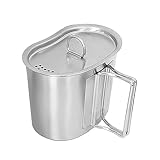 LfrXtra Edelstahl Campingbecher Mit Faltbarem 700 Wasserkaffeetasse Kochbecher Mit Deckel Freien Kochgeschirr