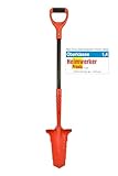 Red Tools Gärtnerspaten Power Head - Spaten mit Wurzelsäge - 115cm - hochwertiges Spatenblatt für steinige & Harte Böden - mit Trittkante und bequemem Soft-Touch-Griff (Rot)