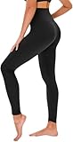 TNNZEET High Waist Leggings Damen Elastische Leggins Weiche Sporthose für Sport Gym,Schwarz,S-M