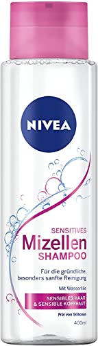 NIVEA Sensitives Mizellen Shampoo (400 ml), tiefenreinigendes Shampoo für sensible Kopfhaut, silikonfreies Haarshampoo mit Mizellen und Wasserlilien-Extrakt