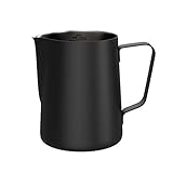 bonVIVO Milchkännchen (Edelstahl Klein Schwarz) - 330ml Milchkanne für Kaffee, Cappuccino, Espresso mit praktischer Skala - Edles Milchschaumkännchen, Espresso Kännchen - Barista Zubehör