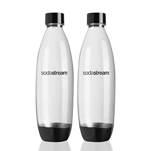 SodaStream Twinpack Fuse Carbonating Bottles, 2 x 1L, Schwarz (Der Artikel ist nicht kompatibel mit Genesis)