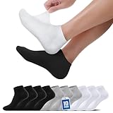 TUUHAW Sneaker Socken Damen Herren 39-42 Sneakersocken Sportsocken Halbsocken Kurze Atmungsaktive Baumwolle Socken Laufsocken 10paar Schwarz Weiß Grau
