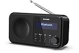 SHARP DR-P420 Portables Digitalradio (DAB/DAB+/FM mit RDS, USB, Bluetooth 5.0, 3,5mm Klinke Wecker-Funktionen), Schwarz
