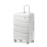 KONO Trolley Koffer Mittelgroß 4 Rollen Leicht Hartschalenkoffer Reisekoffer mit TSA Schloss, 66x46x26cm, 70Liter, Zwillingsrollen Polypropylen Rollkoffer (Creme Weiß, L)