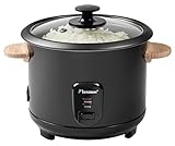 Bestron Reiskocher mit Holzgriffen, für 8-10 Personen, inkl. Messbecher & Reislöffel, mit Warmhaltefunktion, 1,8 Liter Fassungsvermögen, 700 Watt, Farbe: Schwarz