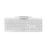CHERRY KC 1000 SC, Kabelgebundene Security-Tastatur mit integriertem Kartenleser, Deutsches Layout (QWERTZ), Plug & Play (USB-A), Flaches Design, Weiß-Grau