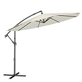SONGMICS Sonnenschirm, Ampelschirm 300 cm d, mit Ständer, Sonnenschutz Balkon, Balkonschirm, UV-Schutz UPF 50+, mit Kurbel zum Öffnen und Schließen, für Terrasse, Garten, beige GPU116M01