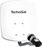 TechniSat DIGIDISH 33 – Satelliten-Schüssel für 1 Teilnehmer (33 cm kleine Sat Anlage - Komplettset mit Wandhalterung und Satfinder V/H-LNB) weiß
