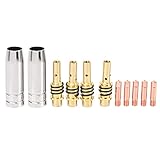Mocturnity 11 Stück / Set Schweißdüsen Mig Fackel Lötkolben Halter Kontakttipps 0,040 Zoll Gas Diffusor Set für Taschenlampen