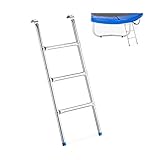 Relaxdays Leiter Trampolin, zum Einhängen, 3 Sprossen, Einstiegsleiter für Gartentrampolin, H x B: 97 x 38 cm, silber