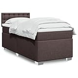 Sufrk Boxspringbett mit Matratze Dunkelbraun 100x200 cm Bett Boxspringbett Bett Mit Matratze Polsterbett Schlafzimmer MöBel Stoff - 3285816