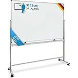 Master of Boards Magnettafel Whiteboard mit Ständer 100 x 150cm mobiles White Board auf Rollen doppelseitige Stativdrehtafel magnetisch, beschreibbar, rollbar, leicht abwischbar mit Stifteablage