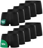 Kemes Boxershorts Herren 10 Pack Baumwolle schwarz Unterhosen atmungsaktiv Unterwäsche Herren | Größe L