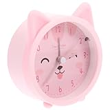 VINTORKY Cartoon-Katzenwecker kinderwecker Uhr Alarm Clock Nachttisch Katzenalarm Katzendekor Netter Wecker Wecker, große Tasten Schlafsaal-Tischuhr Ohrwecker Wohnheimzubehör Glas Rosa