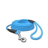 10m Schleppleine Hunde, Wasserfeste Hundeleine Rundleine mit Handschlaufe, Robuste Freilauf-Trainingsleine Cyan-Blau, bis 35kg
