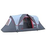 Outsunny Campingzelt für 5-6 Personen stabil wasserdicht Familienzelt mit Eingang Fenster Packtasche, Zelt mit 3000mm Wassersäule Tunnelzelt Kuppelzelt für Camping Reise Garten, Hellgrau