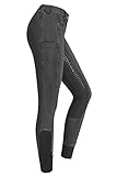 RIDERS CHOICE Damen Jeansreithose mit Silikonvollbesatz und Handytasche - RidersDeal Collection für Reiter, Grau, Gr. 40