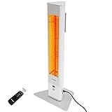 VASNER HeatTower – Infrarot Standheizstrahler 2500 Watt & 4 Heizstufen elektrischer Infrarotstrahler mit Fernbedienung & IP65 Schutz für Garten Terrasse & Balkon (Weiß)