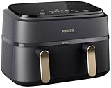 Ölfreie Fritteuse - PHILIPS - NA352/04 - 9 l - Doppelkorb - Touchscreen + Zubehör - Schwarz