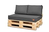 Bielik Palettenkissen 120 x 80 Set für Palettenmöbel | Wasserdicht Europaletten Sitzkissen Made in EU | Palettensofa komplett besteht aus 3 Teilen in Farbe: Dunkelgrau