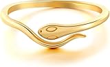 Verstellbare Ringe aus 925er-Sterlingsilber, Verstellbarer Ring im Vintage-Stil, Damen-Ringe aus Sterlingsilber, Schlange, verstellbar, Geburtstagsgeschenk for Frauen (Color : Gold)