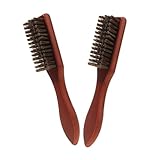 iplusmile 2 Stück Teiliges Bartbürsten Set aus Holz Flach für Kurze und Lange Effektive von Bartresten Glättend und Entwirrend für Tägliche Bartpflege und Reisegebrauch