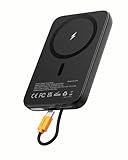 Magnetische Powerbank Klein Wireless 10000mAh: AsperX 22.5W PD Power Bank mit USB-C Kabel Schnellladen-Induktives Externe Handyakkus für iPhone 16 15 14 13 12 Max/Pro/Plus-Portable,LED-Display,Schwarz